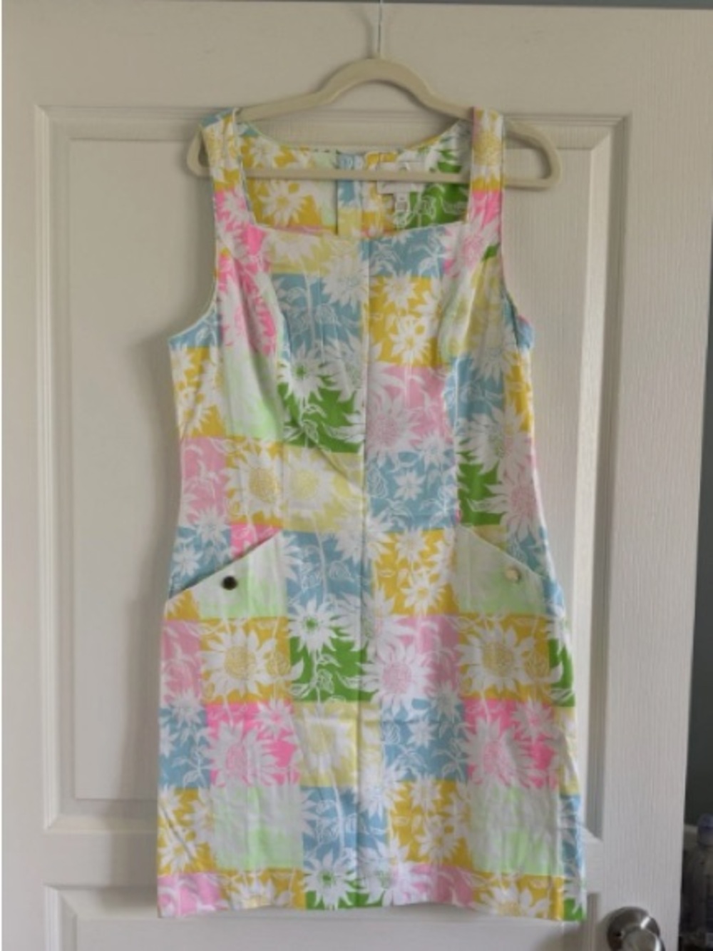 Lilly Pulitzer Pastel Floral Patchwork Sleeveless Shift Dress